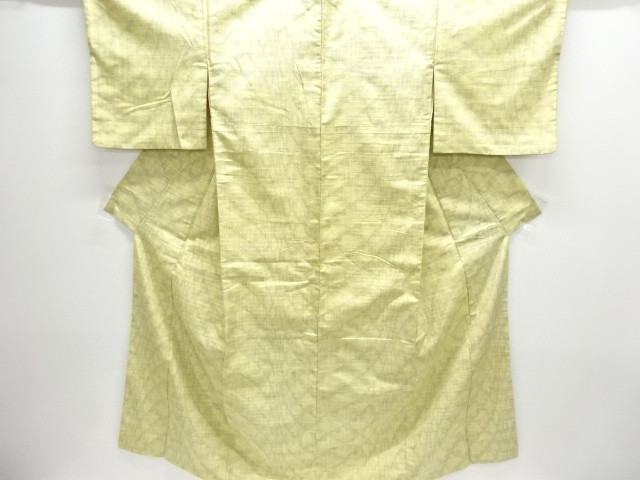 JAPANESE KIMONO / ANTIQUE KIMONO / SILK / TOKAMACHI TSUMUGI / WOVEN ABSTRACT DIAGONAL GRID